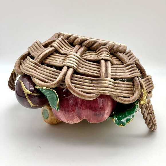 Kintsugi Italian Pottery Vegetable Basket Majolica Gold Crack Art Gift Italy MCM - Picture 15 of 16
